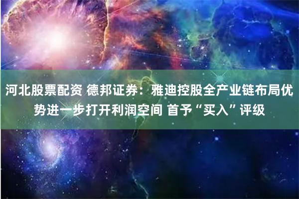 河北股票配资 德邦证券：雅迪控股全产业链布局优势进一步打开利润空间 首予“买入”评级